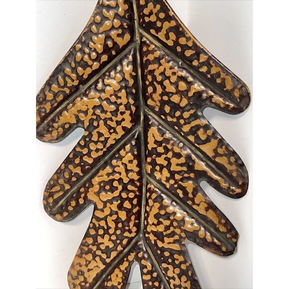 Large Minimal Brown Painted Leaf Wall Hanger - Picture 3 of 12